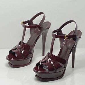 Saint Laurent Tribute 105mm Patent Leather Platform Sandals size 40.5